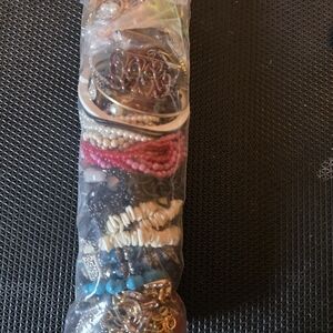 Mixed Bead and Shell Bracelet Stack - Pink, Turquoise, White, Gold